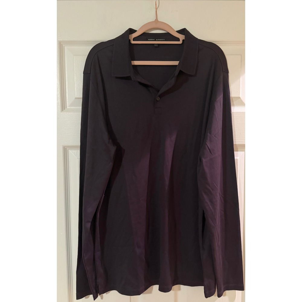 Robert Barakett Polo Black Dark Gray Long Sleeve Men's XL Business Casual NWOT